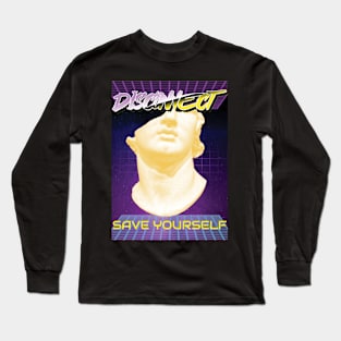 Disconnect Save Yourself Greek Bust Vaporwave Long Sleeve T-Shirt